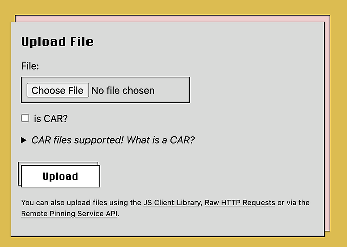 Screenshot of new file page showing "Choose File" button
